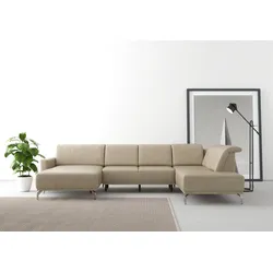Wohnlandschaft SIT & MORE "Bailando U-Form", beige, B:337cm H:84cm T:205cm, Sofas, wahlweise mit Kopfteilverstellung und Vorziehsitz, motorisch