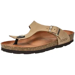 Zehentrenner ROHDE "Rohde Pantoletten Nubukleder", Damen, Gr. 40, beige (natur), Nubukleder, casual, Schuhe