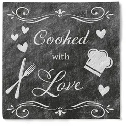 Sovie HOME Serviette Cooked with Love aus Tissue 33 x 33 cm, 20 Stück Küche Kochen Liebe Lettering