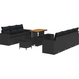 vidaXL Gartensofa-Set 10-tlg. Schwarz