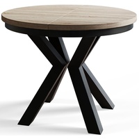 Runder Esszimmertisch LOFT, ausziehbarer Tisch Durchmesser: 100 cm/180 cm, Wohnzimmertisch Farbe: Beige, mit Metallbeinen in Farbe Weiß