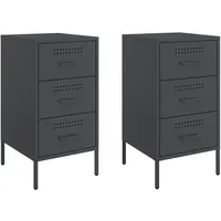 VidaXL Nachttische 2 Stk. Schwarz 36x39x68 cm Stahl
