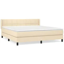 vidaXL Boxspringbett mit Matratze Creme 180x200 cm Stoff
