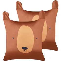 Kinderkissen aus Baumwolle 45 x 45 cm Braun 2er-Set TEDDYBEAR