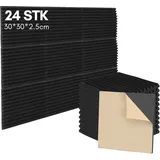 Tolletour - Akustikschaumstoff Akustikpaneele, 24er-Set, 30x30x2.5cm, Dreiecksnut schalldichte Wandpaneele, Akustikplatten, Akustikschaumstoff-Matten