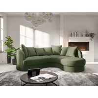 Ecksofa SIT & MORE "Samba L-Form", grün (olive), B:245cm H:76cm T:227cm, 95% Polyester, 5% Polyamid, Sofas, moderne organische Form, inkl. 7 loser Rückenkissen