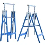 Homcom 2 x Gerüstbock Unterstellbock Klappbock höhenverstellbar Stahl Blau 68 x 58 x 80-130 cm