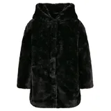 URBAN CLASSICS Girls Hooded Teddy Coat in schwarz Größe 5-6 JAHRE