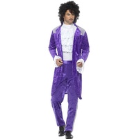 Fancy Ole - Herren Männer Männer 80er Jahre Purple Musiker Kostüm mit Jacket, Hose und Hemd, perfekt für Karneval, Fasching und Fastnacht, L, Lila