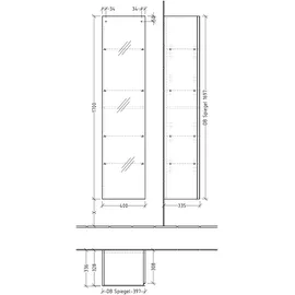 Sanipa 3way Hochschrank 40 x 170 x 33,6 cm Eiche Nordic Holz