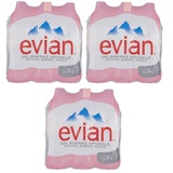 18x Evian Natürliches Mineralwasser,Wenig Natrium,PET-Einwegflasche 1Lt