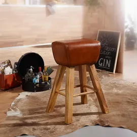 KADIMA DESIGN Barhocker, | Mango/Echtleder, 43x75x43cm, Turnbock | Gr.: onesize