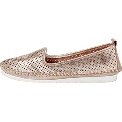 Slipper HEINE, Damen, Gr. 36, rosa (rosé, metallic), Glattleder, Leder, sportlich, Schuhe