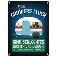 Trendaffe Des Campers Fluch Metallschild mit Wohnwagen Motiv Wohnmobil