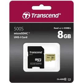 Transcend microSDHC 8GB Class 10 500S UHS-I + SD-Adapter