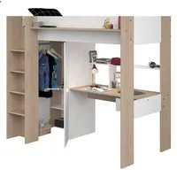 Parisot Hochbett Helix (Stauraumbett inklusive Kleiderschrank und Schreibtisch) kein Lattenrost erforderlich beige