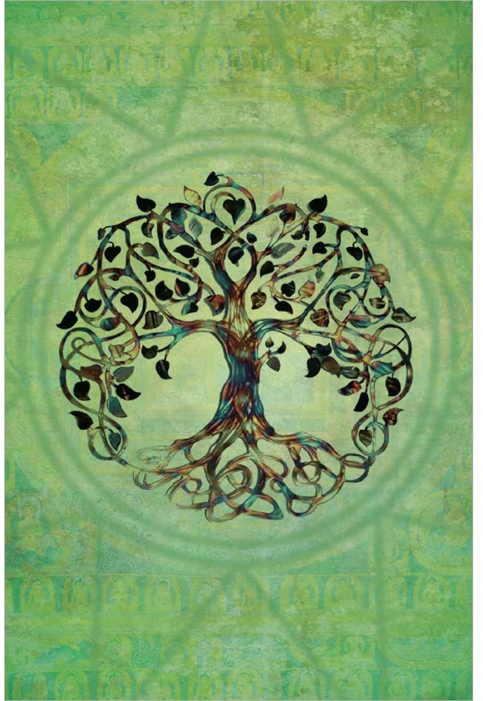 Tree-Free Greetings Eco-Friendly Buddha-Themed Notecard Set with Envelopes, Made in the USA with 100% Recycled Paper in a Solar Powered Facility, Tree of Life, Pack of 12 (FS56951)