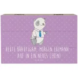 Mr. & Mrs. Panda Dekokiste 19 x 12 cm Bräutigam Heute - Lavendeltraum - Geschenk, Heute Bräutiga (1 St), Hochwertiges Holzfaser lila