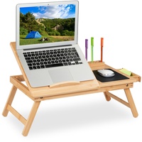 Relaxdays Laptoptisch für Bett & Couch, klappbarer Betttisch, HBT: 17,5x62x34 cm, Bambus, Natur