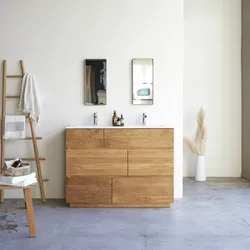 Waschtisch aus Eiche mit integrierten Keramikwaschbecken 120 cm