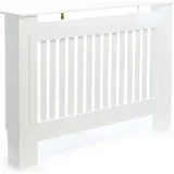 Wiltec Toboli Heizkörperverkleidung weiß 112 x 19 x 82 cm, Heizkörperabdeckung aus MDF, Holzverkleidung für Heizkörper in Lamellenoptik