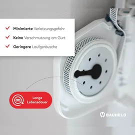 BAUHELD Rollladen Gurtwickler Aufputz 14mm Mini Aufklappbar mit Kunststofftrommel Weiß