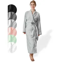 SIEGENTHAL® Damen Bademantel Frottee Velour 100% Baumwolle mit Schalkragen - Grau L - XL - L-XL