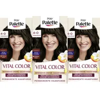 Poly Palette Vital Color Intensive Creme-Haarfarbe 4-0 Dunkelbraun (3 x 115 ml), natürlich-aussehende & langanhaltende, permanente Coloration für 100% Grauabdeckung bei weißem Haar, Artikelzahl 1