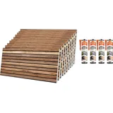 IZODEKOR Wandverkleidung Holz Styropor 3D Wandpaneele - Akustikpaneele Holzoptik Wanddeko für Küche, Badezimmer, Balkon, Schlafzimmer, Wohnzimmer | Dunkles Holz | 10x Paneele mit 4x Montagekleber