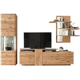 Livetastic Wohnwand Santori, Eiche, Metall, Eiche,Asteiche,Eiche, furniert,furniert, teilmassiv,massiv, 2 Schubladen, 320x208x45 cm, Made in EU, Wohnzimmer, Wohnwände, Wohnwand-Sets