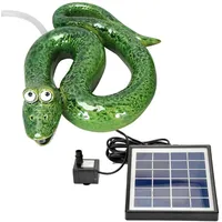 Storm's Gartenzaubereien Wasserspeier Solar mit Pumpe Schlange - grün aus Keramik für Teich und Miniteich