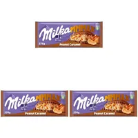 Milka Peanut Caramel 1 x 276g I Großtafel I Alpenmilch-Schokolade I mit Karamell, Erdnüssen und Knusper-Reis I Milka Nuss-Schokolade aus 100% Alpenmilch I Tafelschokolade (Packung mit 3)