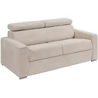 Schlafsofa mit Matratze 4-Sitzer - Liegefläche mit Lattenrost mit breiten Latten 160 cm - Matratze 14 cm - Cord - Beige - VIZIR