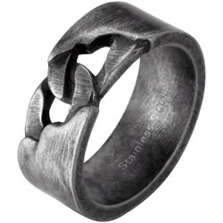 Fingerring FIRETTI "Schmuck Geschenk Edelstahl Ring Damen Herren Panzerkette Vintage" Gr. 62, schwarz, Fingerringe, Damen, 62, Edelstahl, 9,1mm