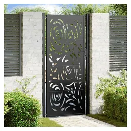 vidaXL Gartentor Schwarz 105x205 cm Stahl Flammen-Design