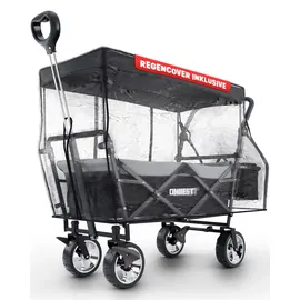onbest Bollerwagen faltbar mit Dach schwarz/Kühltasche