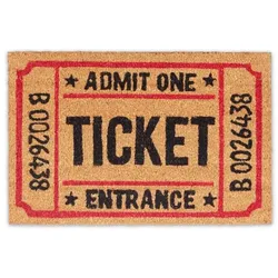Relaxdays Fußmatte Ticket Hellbraun,Rot,Schwarz