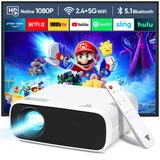 Wielio Neue Beamer, Full HD 1080P Projektor, WiFi Bluetooth Mini Beamer, 18000 Lumen Unterstützung 4K, Tragbarer Projektor, Kompatibel mit iOS/Android/Laptop/HDMI/USB(Schwarz)