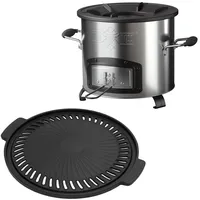 Bbqboss Raketenofen mit Gusseisen Grillplatte Silber Edelstahl Outdoor-Küche