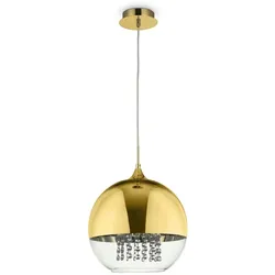 Licht-Erlebnisse Pendelleuchte JOY Gold Transparent Metall Glas Kristall LE116382