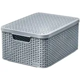 Curver Style M Korb mit Deckel 38,6 x 28,7 x 17 cm hellgrau - Grau
