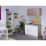 Flex-Well Classic Miniküche Florida 100 cm Weiß Eiche Sonoma