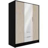 altdecor Kleiderschrank, Schwarz, Weiß, Eiche Artisan, 150x200x51 cm, Schlafzimmer, Kleiderschränke