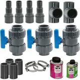 HAF® Bypass Set Basic | Ventil für den Anschluss von Pool Wärmepumpe Poolheizung Solaranlage | Adapter für optimale Regulierung des Wasserdurchfluss | Anschlussset mit 32mm 38mm Schlauchanschluss
