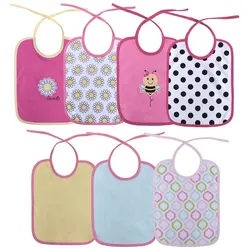 Baby Care Babylatz 7-teiliges Set, zweilagig, waschbar, Bindebänder, ab Geburt rosa