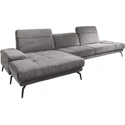 Ecksofa DIE PLANBAR "MP-IN20126 L-Form", grau, B:328cm H:82cm T:190cm, 100% Polyester, Sofas, mit Kopfteilverstellung, optional Sitztiefen- & Armteilverstellung