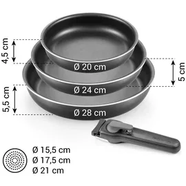 Tescoma Pfannen-Set 4-tlg. mit abnehmbarem Griff 20 cm + 24 cm + 28 cm + 32 cm