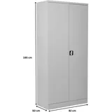PROREGAL Stahlschrank BEE mit 7 lackierten Fachböden | HxBxT 195x92x50cm | Grau-Grau | Werkstattschrank Werkzeugschrank Aktenschrank Universalschrank