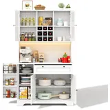 Okwish Hochschrank Buffetschrank 180 x 105 x 40 cm Weiß