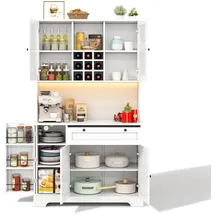 Okwish Hochschrank Buffetschrank 180 x 105 x 40 cm Weiß